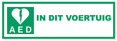 Sticker AED in dit voertuig (55x170mm)