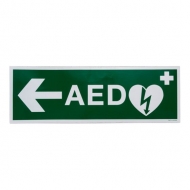 Bord AED pictogram pijl naar links (30 x 10 cm)